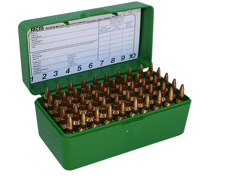 MTM 50 Round Flip-Top Rifle Ammo Box .22-250 to 7.62 X 39, Green - Picture 2 of 2