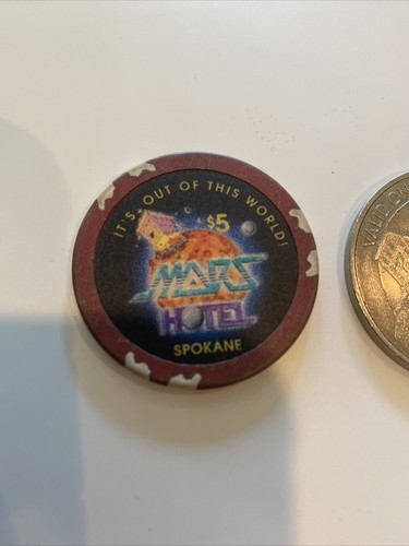 Rare MARS HOTEL CASINO POKER CHIP OBSOLETE SPOKANE WA GRATEFUL DEAD THEME $1 $5 - Picture 5 of 6