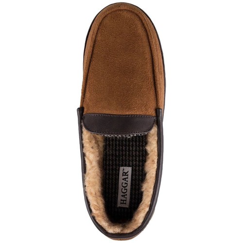 Haggar Men's Microsuede Fleece-Lined Venetian Slippers Tan 11-12 XL - Picture 4 of 5