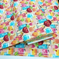 1 Yard Mixology Mixed Drinks Glitter Multi Cotton Fabric