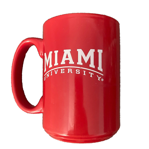Miami University Oxford Ohio Coffee Mug, Official w/Tag, Red White - Picture 1 of 4