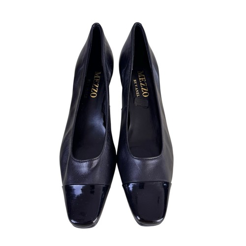 Mezzo By Vaneli Size 9N Black Patent Leather Cap Toes Slip On Heels - Picture 5 of 8