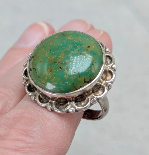 Vintage Sterling 925 Silver Turquoise Colored Stone Ring Southwestern 9.75