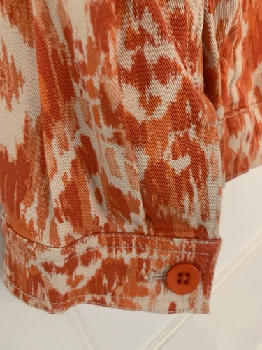 Denim & Co Print Jacket Size M Orange & Cream Color - Picture 9 of 12
