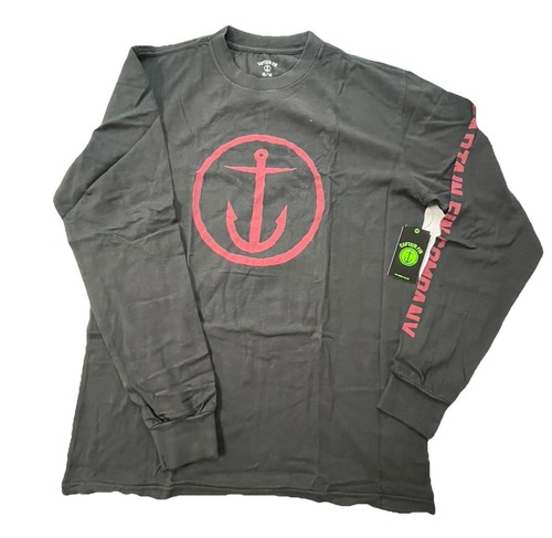 NEW Medium CAPTAIN FIN Anchor Graphic Logo LONG SLEEVE GREY - Picture 1 of 5