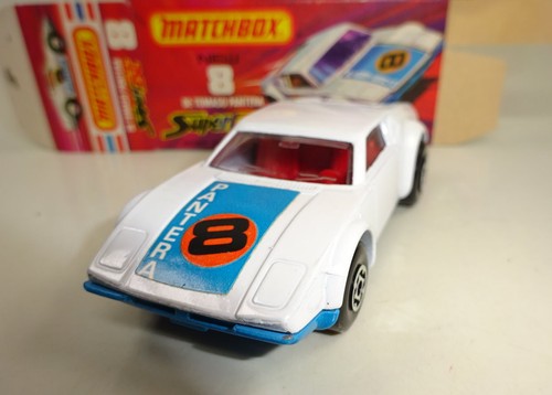 Matchbox Superfast Nr. 08C De Tomaso Pantera weiß & blau ROTE Einrichtung in Box - Picture 4 of 7