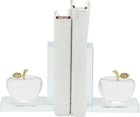 S,2 Crystal Apple Bookends, Clear