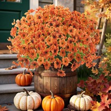 Uieke 16 Bundles Artificial Fall Flowers No Fade Faux Autumn Plants Fake Indo...