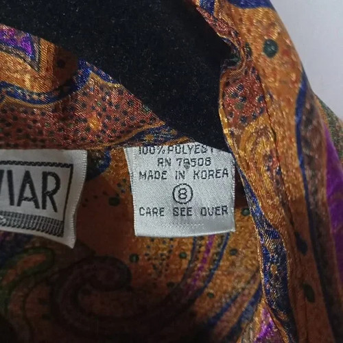 Camisa Le Caviar para mujer con botones talla 8 hombreras blusa artística retro - Imagen 6 de 7