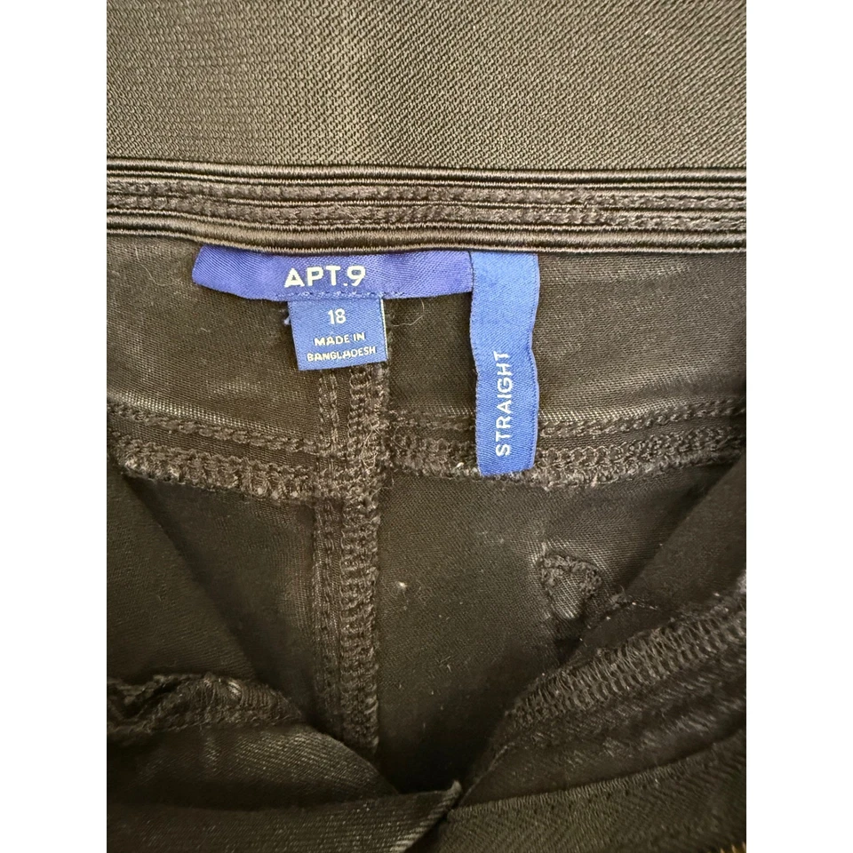 APT 9 Womens Black Wash Straight Leg Jeans Size 18 Stretch Casual Denim - Image 3 of 4