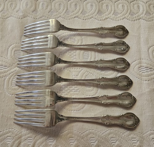 Vintage International Sterlingsilber Jeanne d'Arc Tafelgabeln 7". 6er Set - Bild 6 von 10