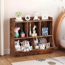 2 Tier Bookshelf Toy Storage Organizer Wooden Toy Storage Cabinet for Playroom