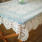 Crochet White Table Cloth Cotton Tablecloth Beige Crochet Lace Tablecloth