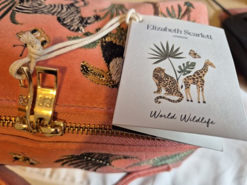 Elizabeth Scarlett offene flache Kosmetiktasche 20 x 10 x 10 cm Baumwollsamt neu mit Etikett - Bild 5 von 9