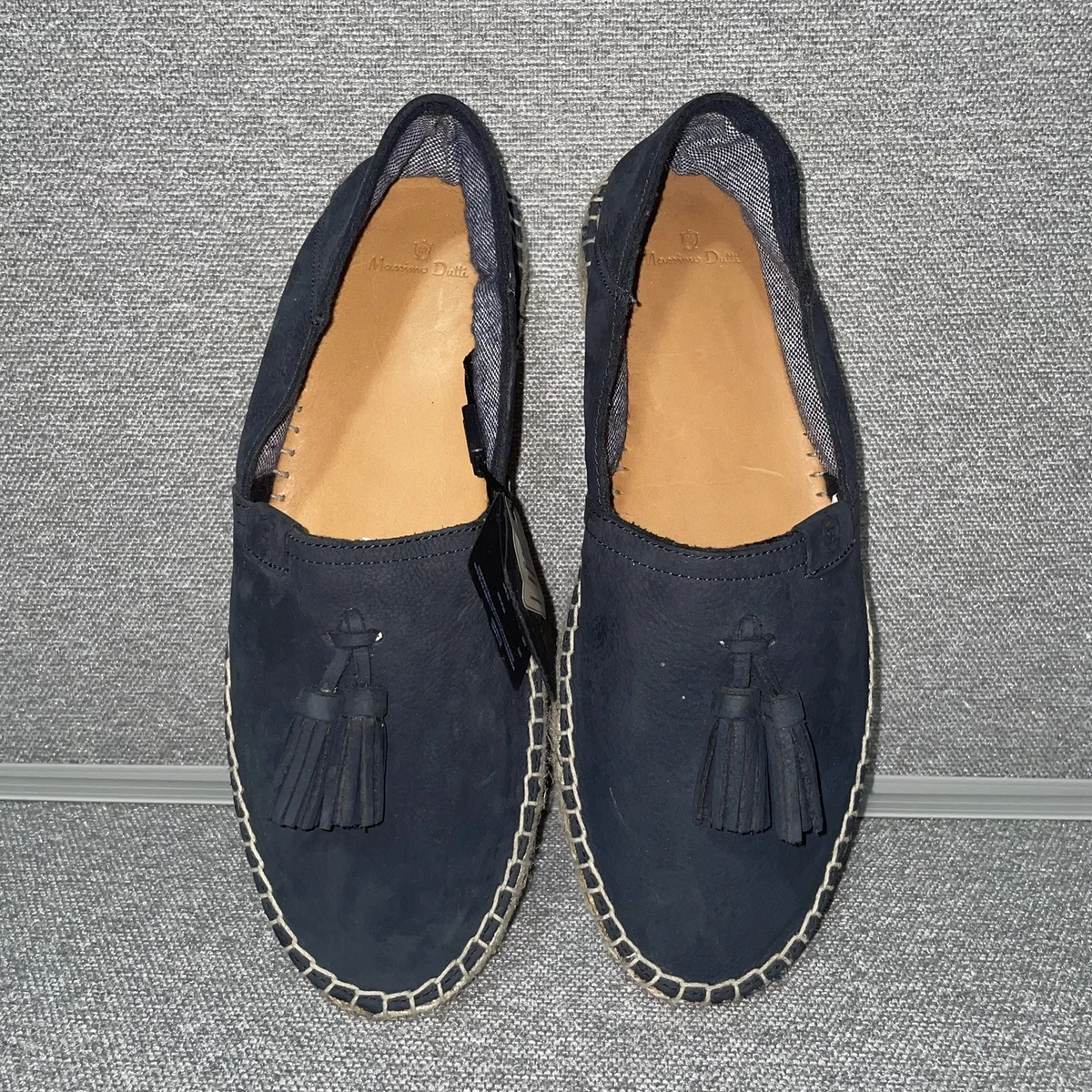 Massimo Dutti Mens Leather Espadrille Loafer Shoes flats Gray Sz US 9 EU 42 NWT Casual Men main image 3