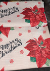 Merry Christmas Poinsettia Fabric Shower Curtain 72"x72"
