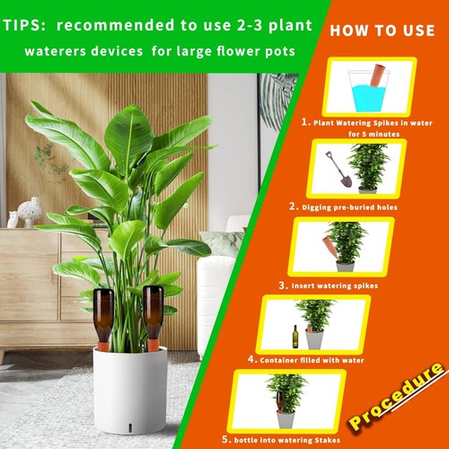 Self Watering Spikes -4 Pack Terracotta Plant Watering Stakes Devices Vacatio... - Picture 4 of 7