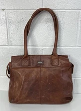 Spikes and Sparrow Brown Leather Two Way Satchel Bag Purse