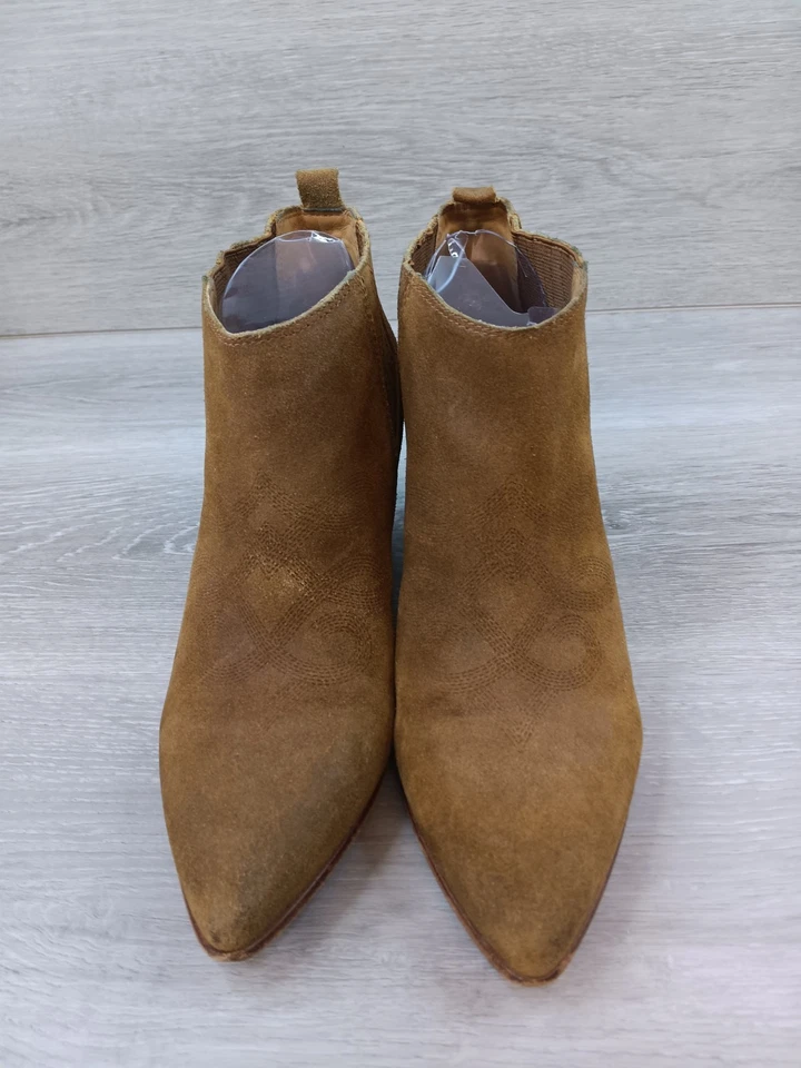 Belle Sigerson Morrison Women 8.5B Brown Suede Leather Slip-On Biker Ankle - Изображение 2 из 4