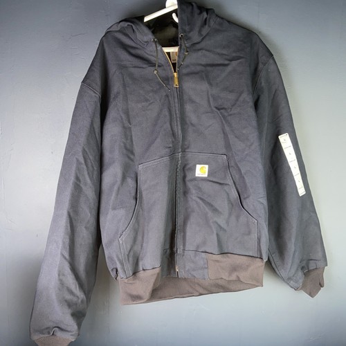 Carhartt Sherpa Lined Utility Heavy Duty  Jacket Size L Dark Blue Hoodie USA - Picture 1 of 12