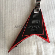 V Shape Black 6 String Electric Guitar Arrow V Solid Body Floyd Rose Fast Ship