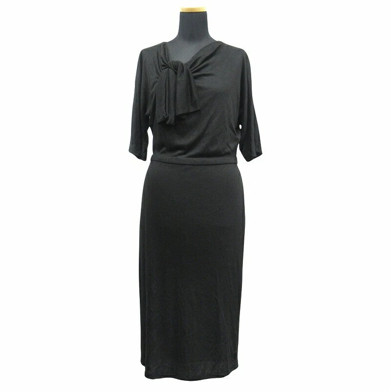 Gucci Robe Asymétrique Ruban Rayonne 54 Manches Old Archive M Noir Vect Gl
