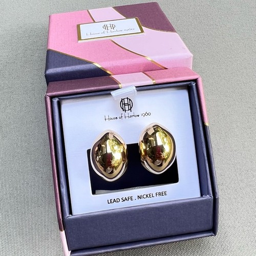 NEW House of Harlow 1960 Chunky Hoop Earrings Gold with box NIB - Picture 4 of 4