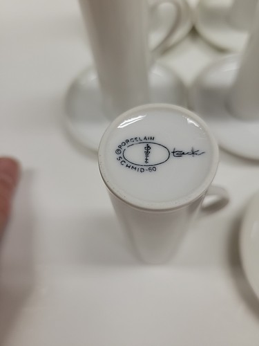 5 Schmid Tackett LaGardo 60" hoch weiß Espresso Demitasse Tassen + Untertassen - Bild 4 von 6