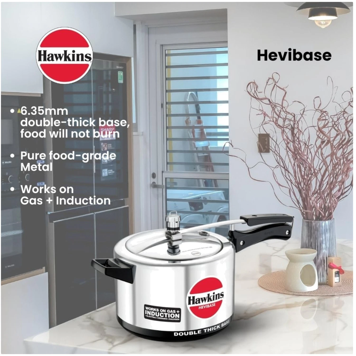 Hevibase 5L Pressure Cooker - Fast Cooking, Even Heating