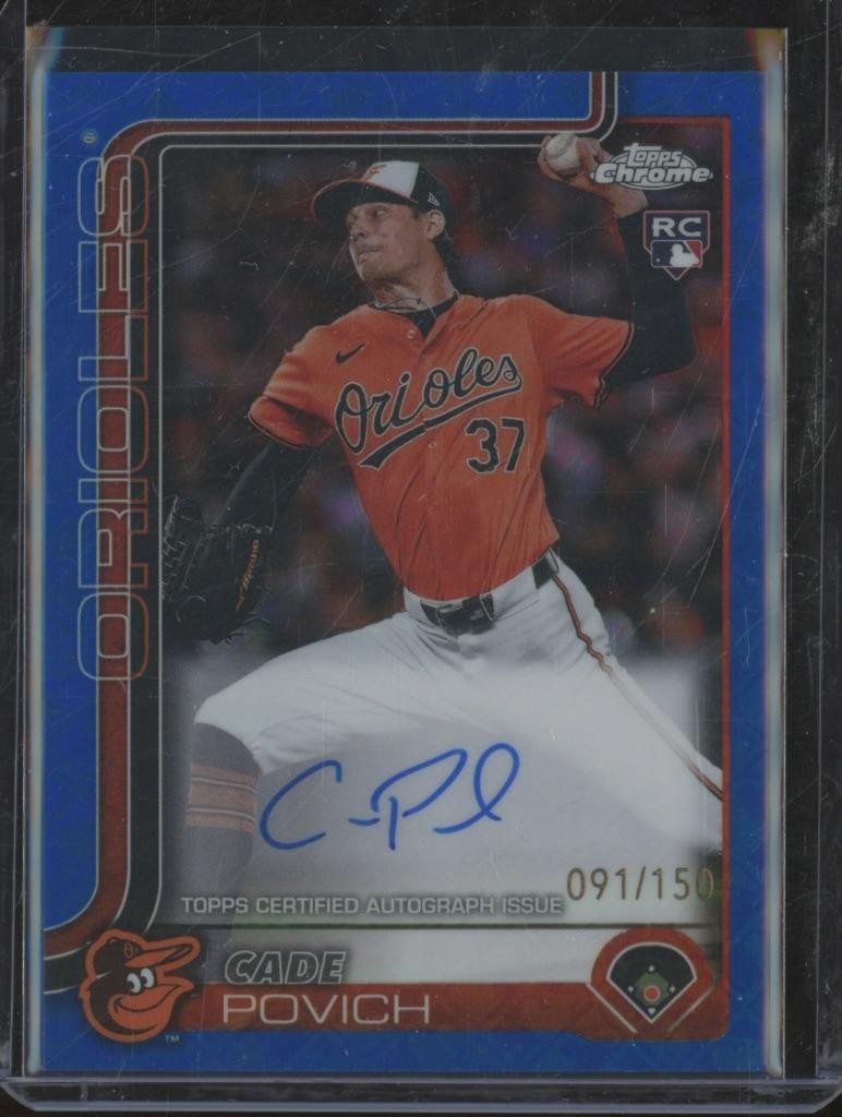 2025 Topps Chrome Logofractor CADE POVICH RC Rookie Auto Blue Refractor /150 JS6