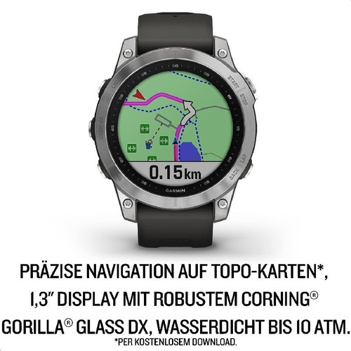 Garmin fenix 7 – GPS-Multisport-Smartwatch mit Farbdisplay, TOPO-Karten. Silber - Zdjęcie 2 z 6