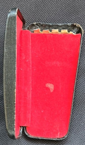 1960s Leather Hinged Black Coffin Style Corvair Key Case Accessory Crest Chevy - Picture 2 of 4