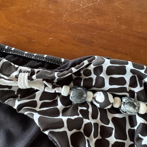 St John Swim Bikini Black White Animal Print. Top 4 Bottom 2 Beaded - Picture 10 of 15