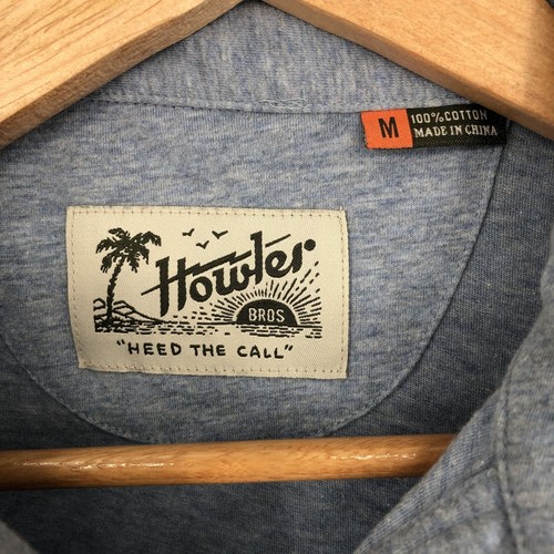 Howler Bros Herren Rookery Palm Tree Poloshirt M blau meliert Baumwolle Surf Coastal - Bild 3 von 9