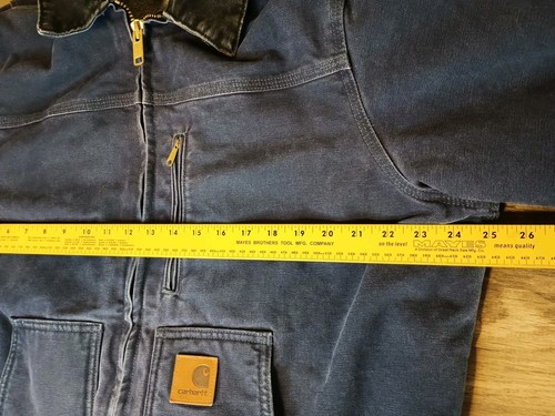 Vintage Carhartt C61 DPB RARE Blue Chore Work Jacket Ridge Coat Mens L Sherpa Lined - Bild 14 von 17