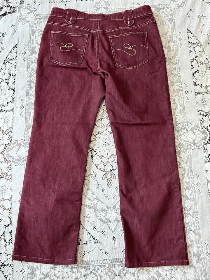 Pantalones Escada Sport Linda Granate con Costuras en Contraste Talla 42 Costuras en Bolsillo  Foto 4 de 4