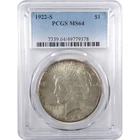 1922 S Peace Dollar MS 64 PCGS Silver Uncirculated $1 Coin SKU:I17915