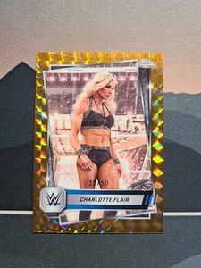 2025 Topps Chrome WWE CHARLOTTE FLAIR #123 Gold Geometric Refractor /50 RAW 🔥B