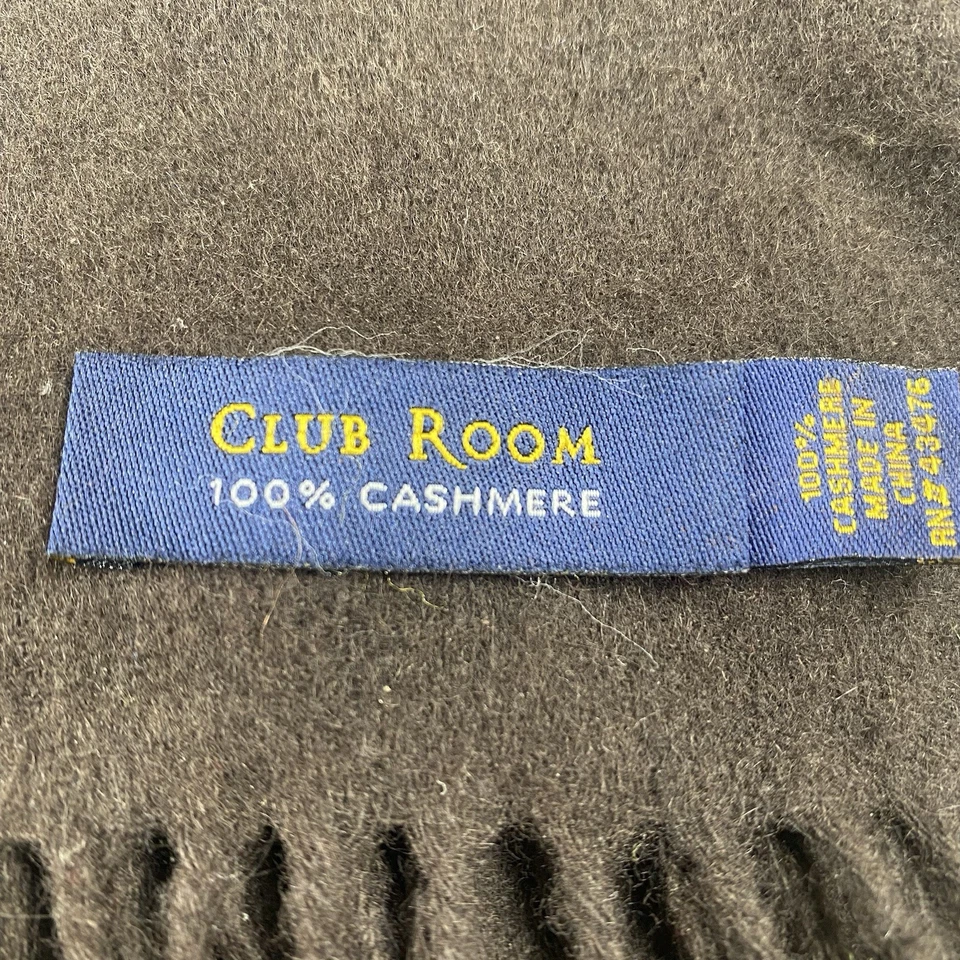 Bufanda de Invierno 100% CACHEMIRA Marrón Con Flecos Minimalista Preppy Hombres 12 X 33 Foto 2 de 4