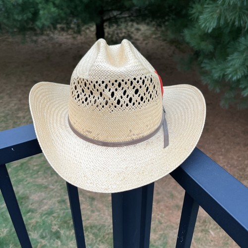 STETSON COWBOYHUT AUS STROH MIT FEDERN - JOHN B STETSON - GRÖSSE 7 1/8 - Bild 3 von 17