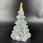 VTG Fenton Glass CHRISTMAS TREE 6.5" FIGURINE Large White Iridescent Gold Angel