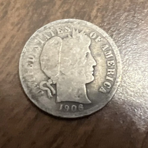 1906 Barber Liberty Head Dime 90% silver Actual coin Worth To Fill A Spot