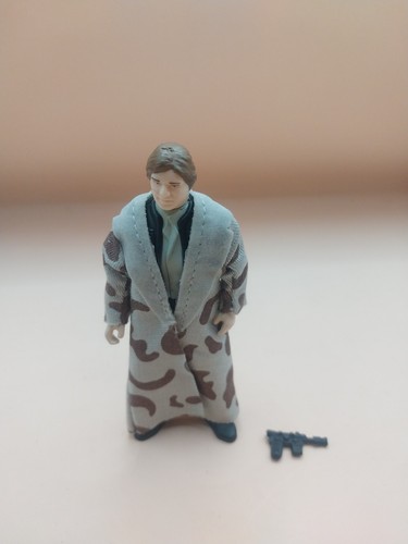 Vintage Star Wars Han Solo Endor Trench Coat Kenner Complete Black Blaster