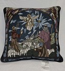 Stained Glass Look Tapestry Nativity Scene Throw Pillow 16” X 16”