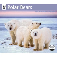 Carousel Calendars,  Polar Bears WWF 2026 Wall Calendar, 12'' X 28'', 16-Month C