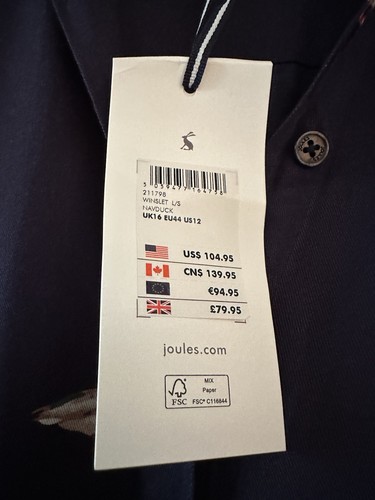 Joules Winslet Size 16 Midi Button Front Shirt Dress In Navy Duck Pattern . NWT - Picture 3 of 8