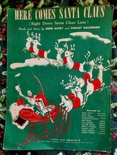 Vintage Sheet Music, Gene Autry "Here Comes Santa Claus", 1946