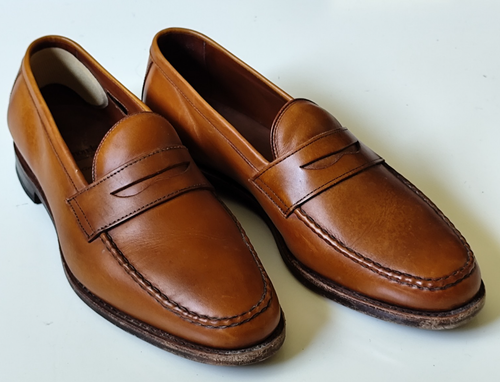 Allen Edmonds McGraw Herren Penny Loafer Schuhe 9,5 Hellbraun Leder Slipper USA