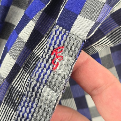 Robert Graham Button Down Hemd Herren Classic Flip Cuff blau grau kariert Größe M - Bild 14 von 19