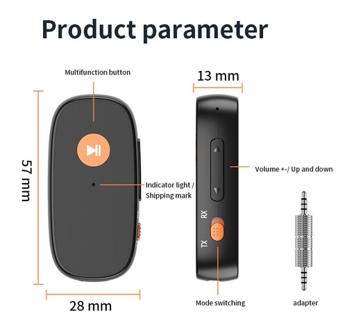 2 w 1 Bluetooth 5.3 Nadajnik Odbiornik Bezprzewodowy adapter audio 3,5 mm AUX - Zdjęcie 16 z 17